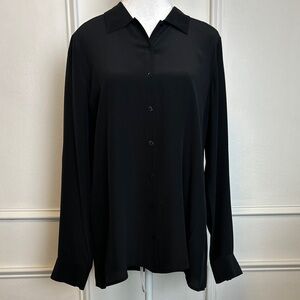Eileen Fisher silk button down black  blouse new with tag sz S